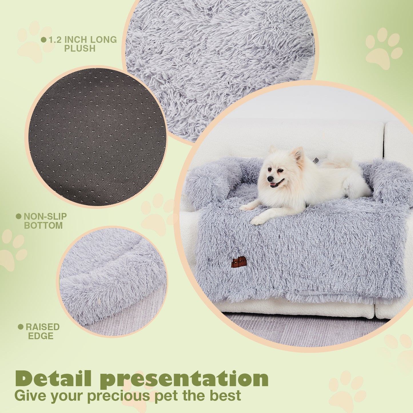 Fluffy Plush Dog Couch Bed – Sofa Bed with Blanket & Washable Cover