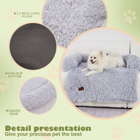 Fluffy Plush Dog Couch Bed – Sofa Bed with Blanket & Washable Cover