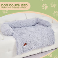 Fluffy Plush Dog Couch Bed – Sofa Bed with Blanket & Washable Cover