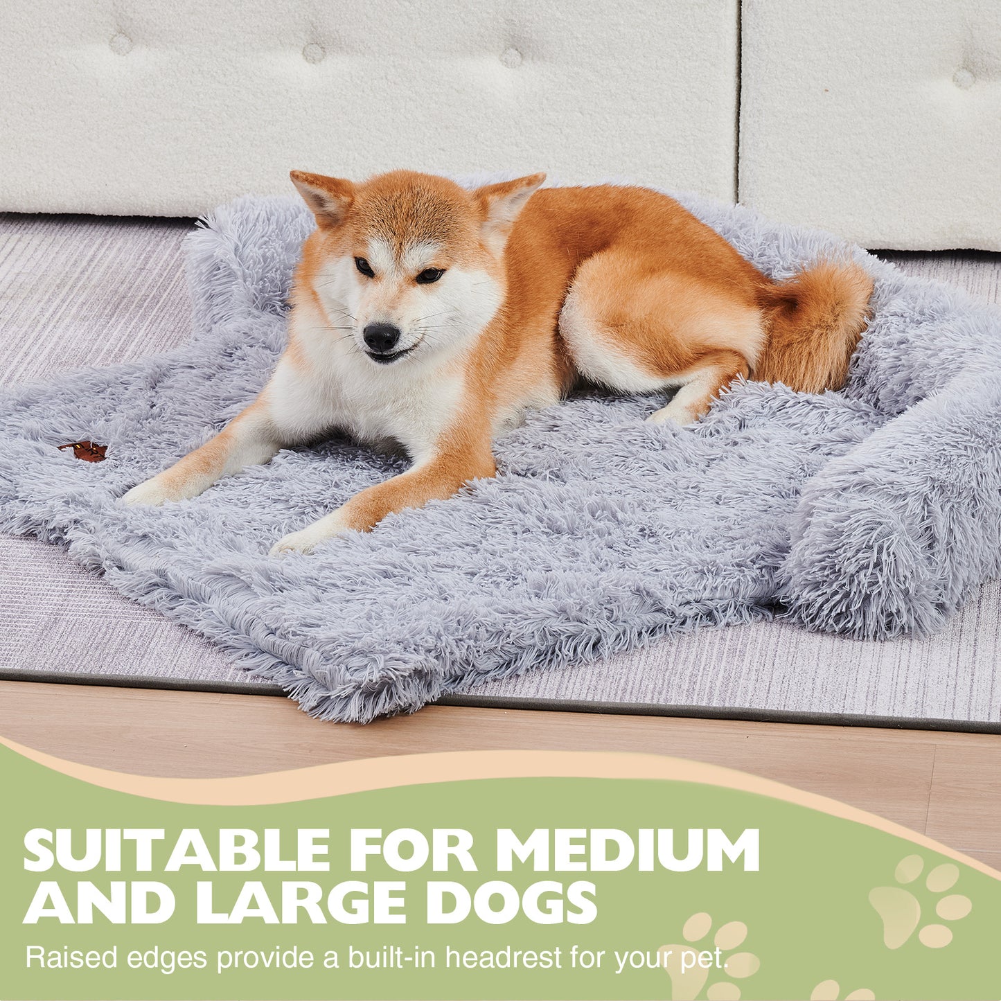Fluffy Plush Dog Couch Bed – Sofa Bed with Blanket & Washable Cover